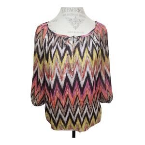 Sara Michelle Petite Multi Colored Blouse | Size Petite Small